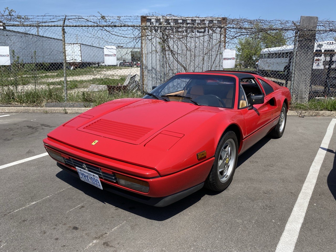 Front view of a red Ferrari